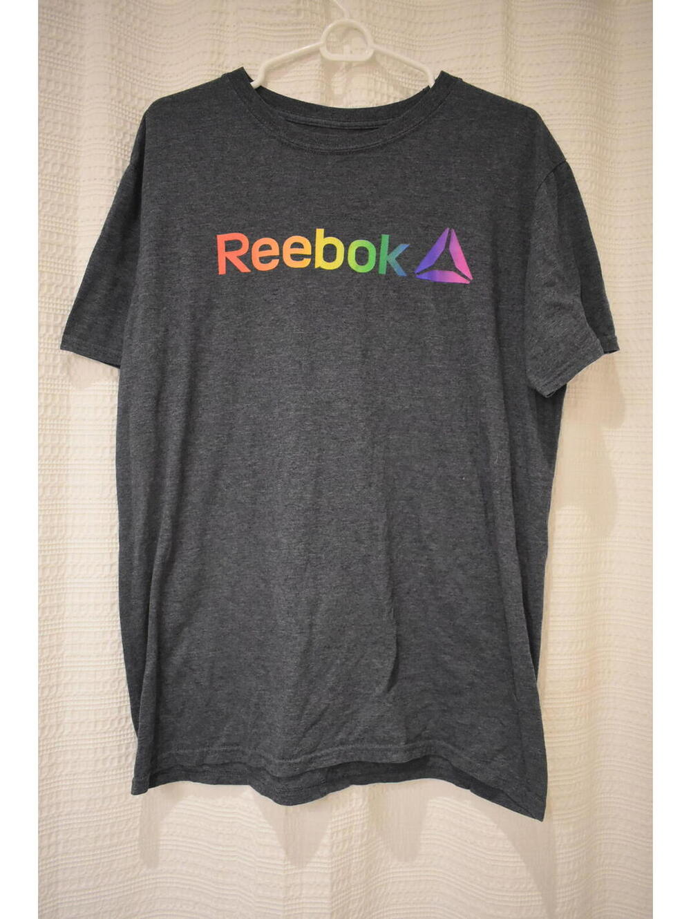 Reebok Gray T-Shirt with Rainbow Logo